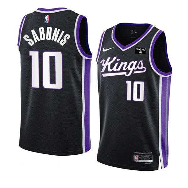 Men's Sacramento Kings #10 Domantas Sabonis Black 2023/24 Icon Edition Swingman Stitched Basketball Jersey Men's Sacramento Kings #10 Domantas Sabonis Black 2023/24 Icon Edition Swingman Stitched Basketball Jersey